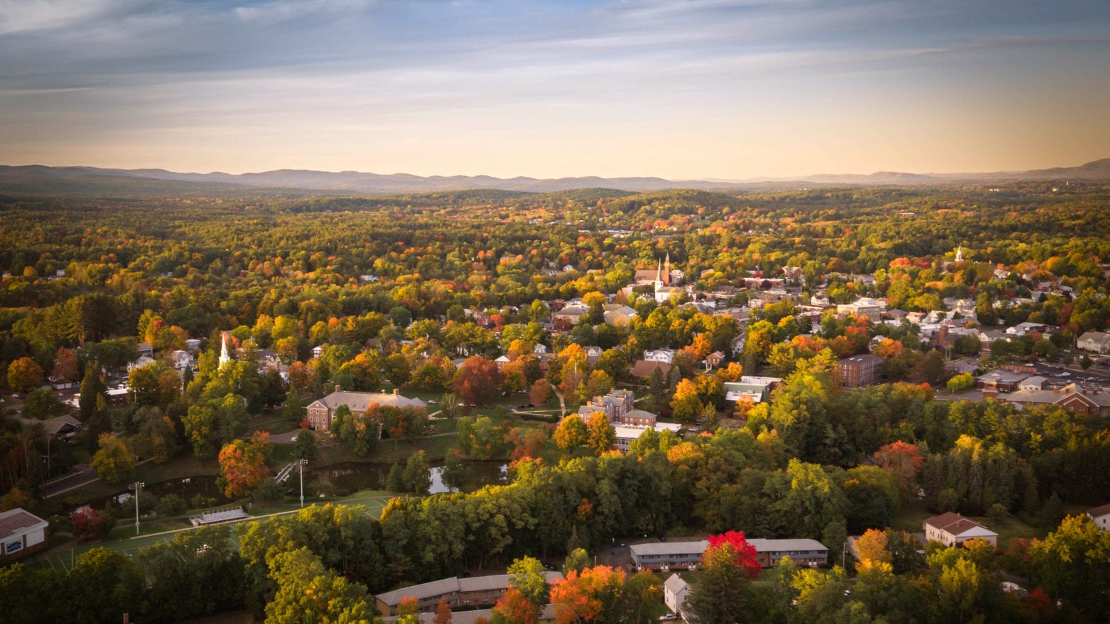 Williston Northampton School aerial view drone shot of Easthampton