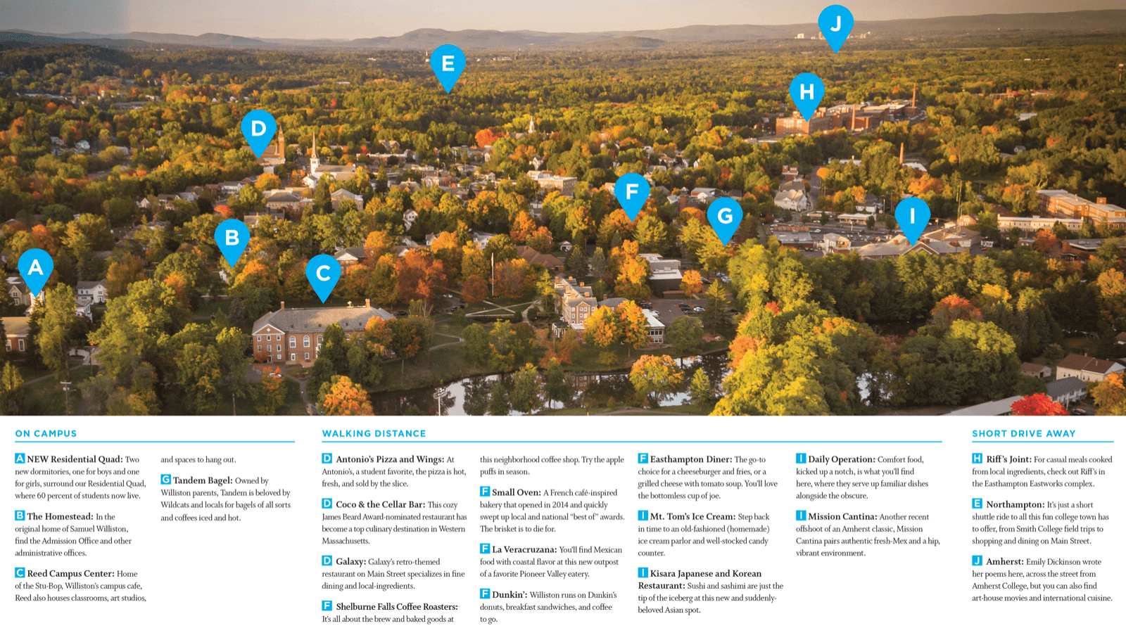Map of Easthampton, MA with points of interest