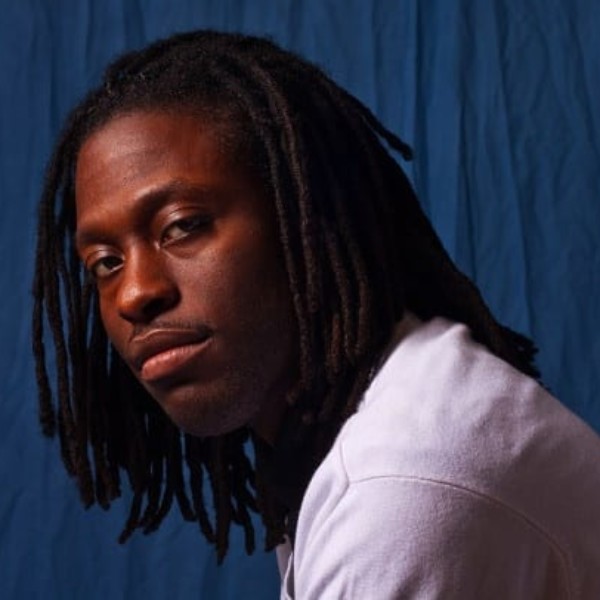 man with blue background