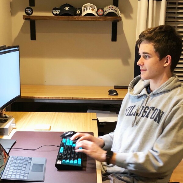 boy using computer