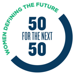 Logo for 50 for the next 50, Women Defining the Future
