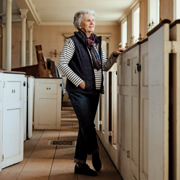 woman in old church