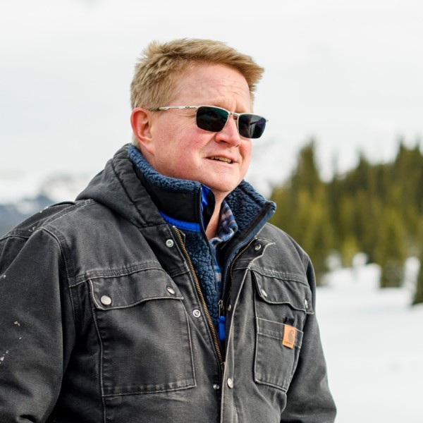 man in snowy field