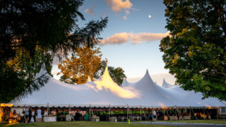 large white tent under moon