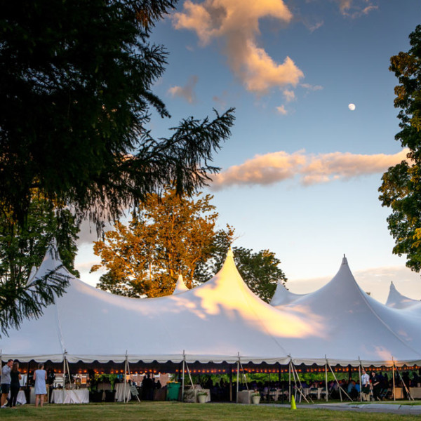 large white tent under moon