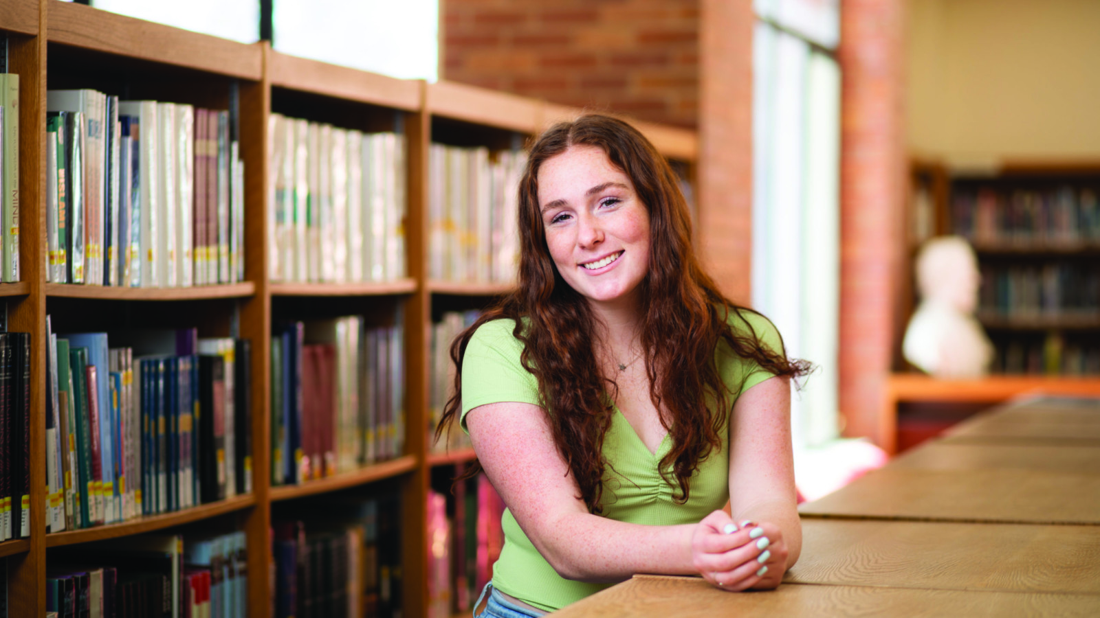 girl in library