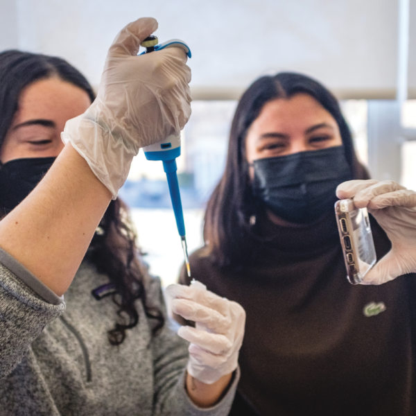 students using scientific equipment