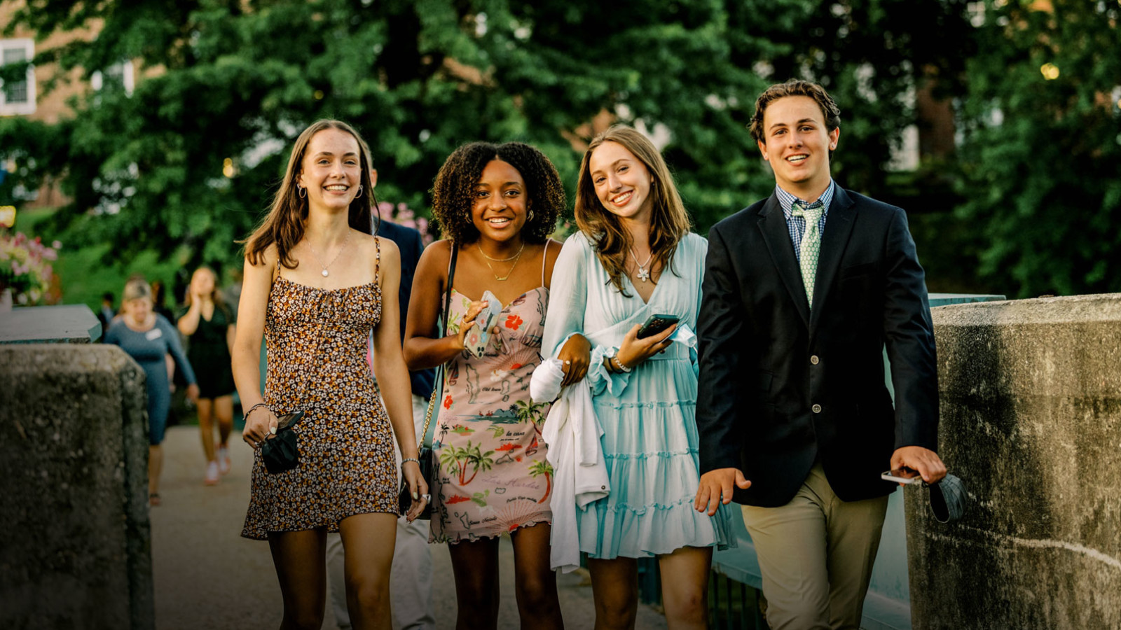 dressed up students walking