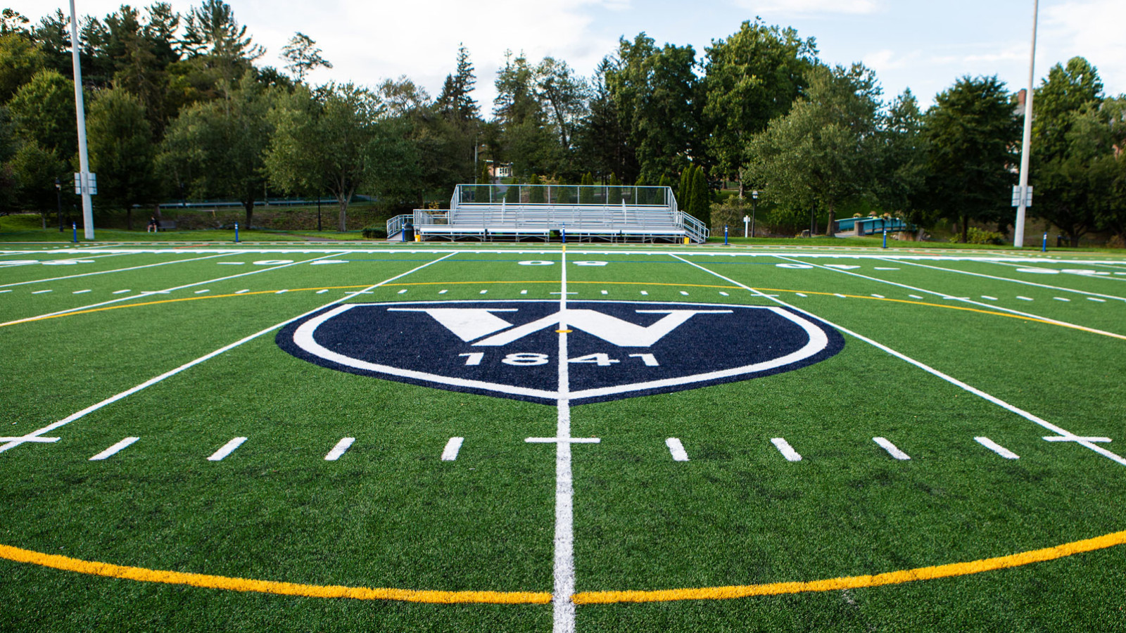 Football field with Williston logo