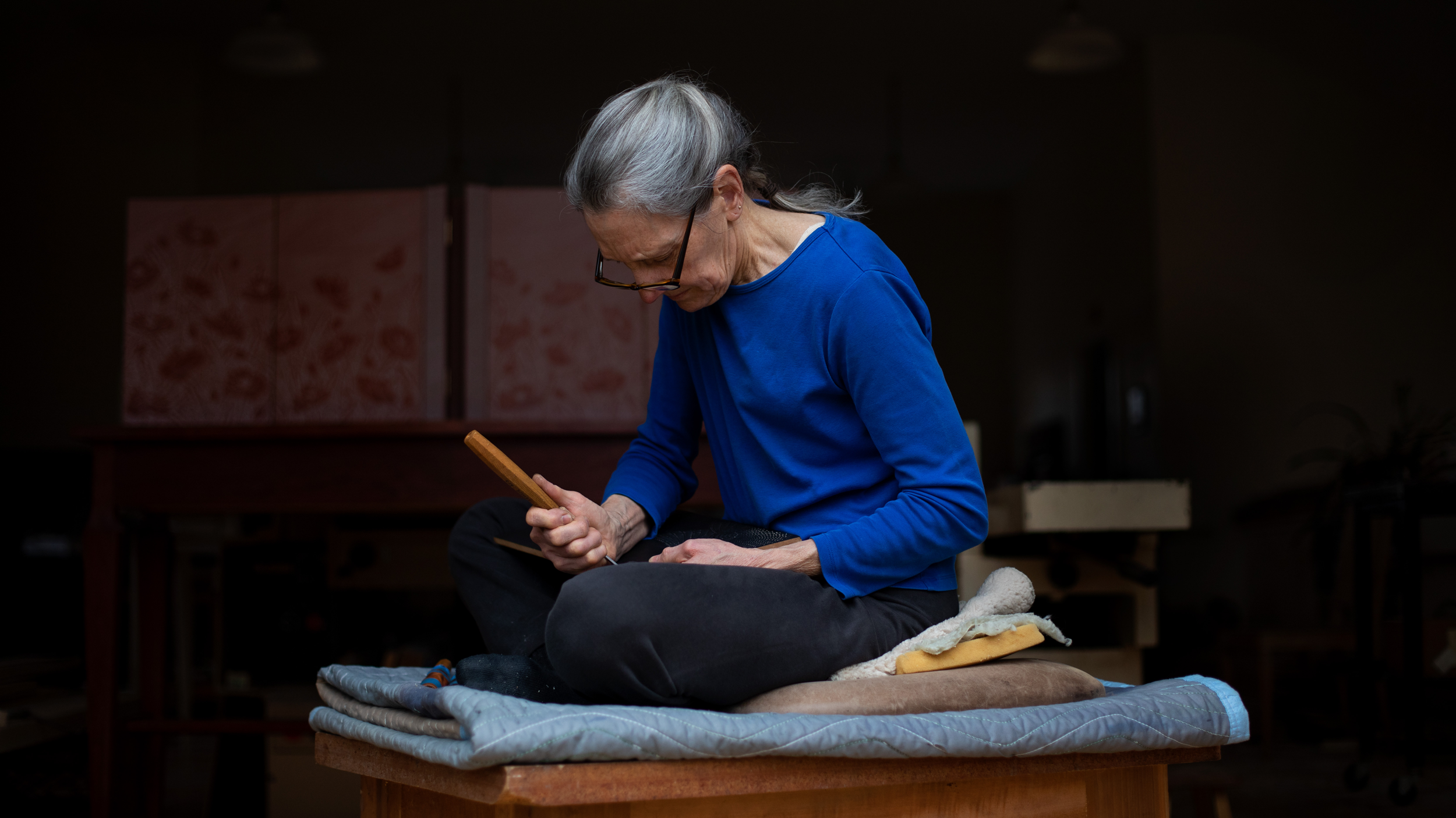 woman making art