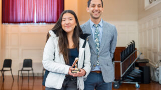 student and teacher posed