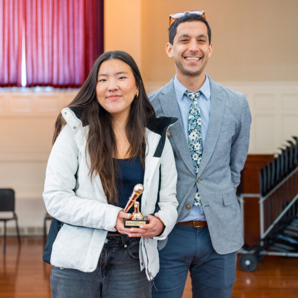 student and teacher posed