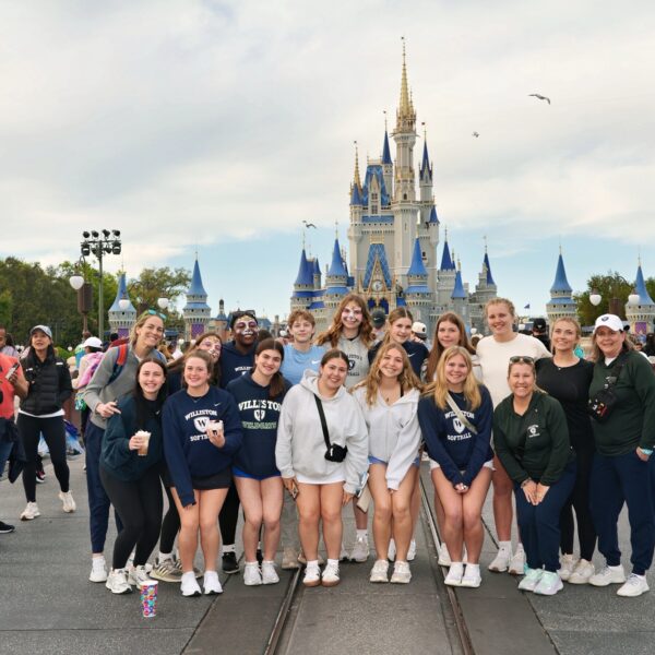 Williston softball players, coaches pose for picture at Disney World