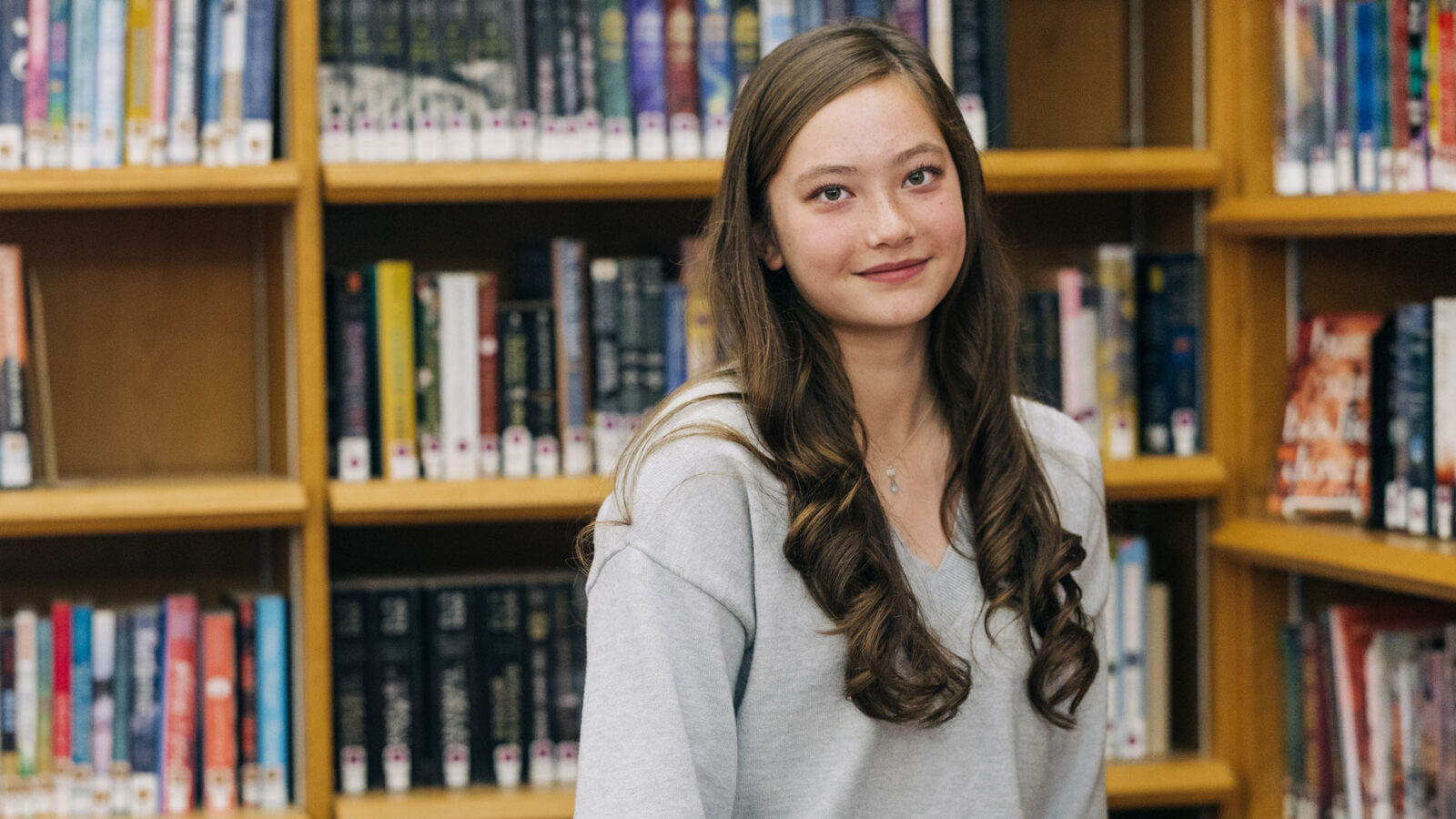 Female student in library